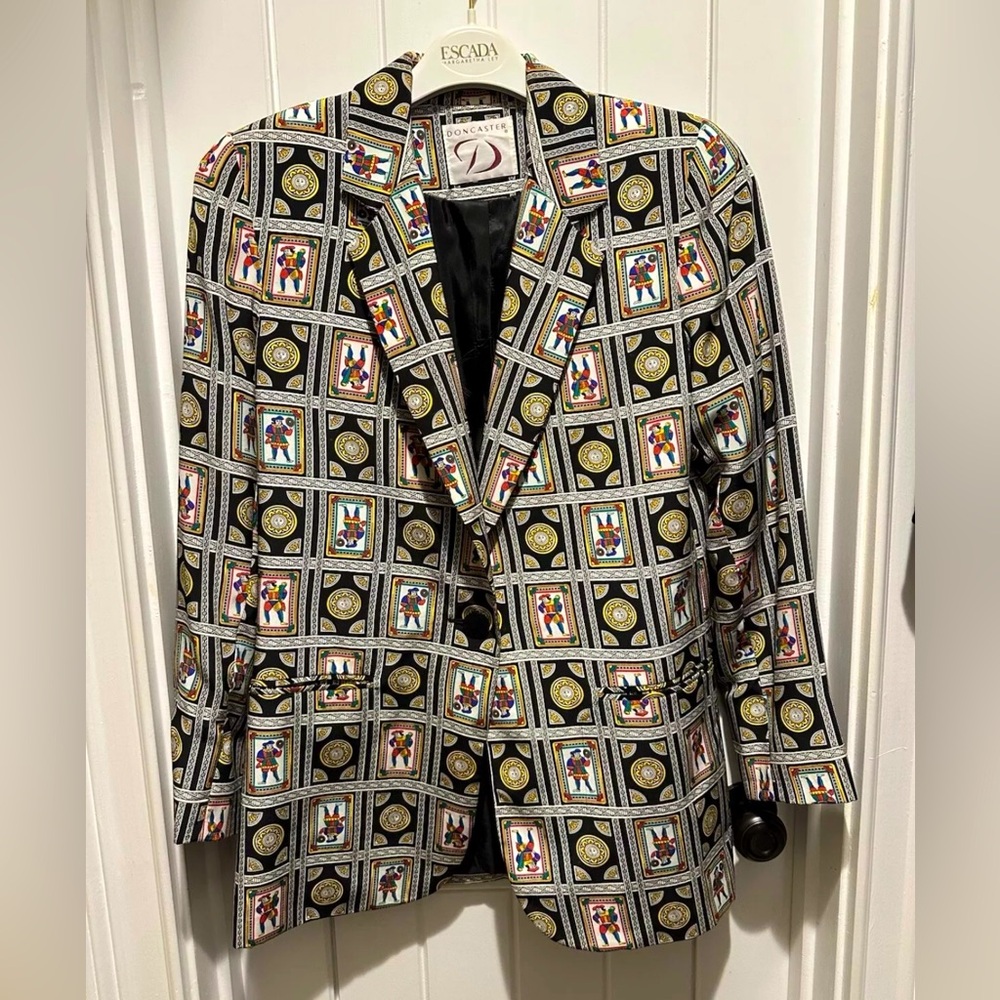 Vintage 80’s Doncaster Multicolor Silk Jacket Size 6 Jester Fabric